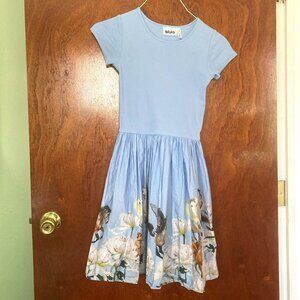 Girls dress with flying horses and flowers on the skirt (by Molo)